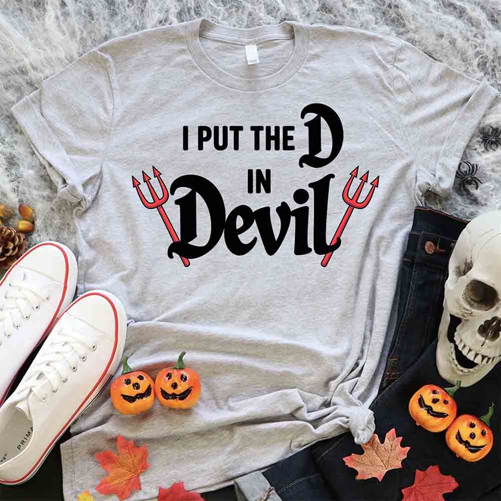 I Put the D in Devil Shirts For Couples Funny Matching Him & Her Halloween T-Shirts