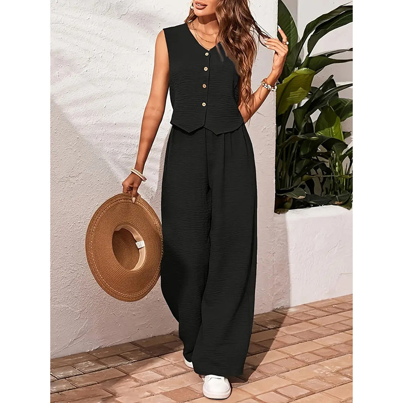 Women’s crop vest blazer wide leg pants set