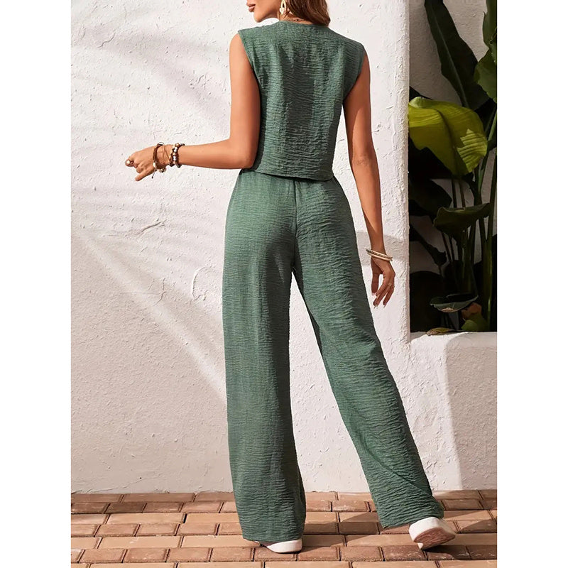Women’s crop vest blazer wide leg pants set