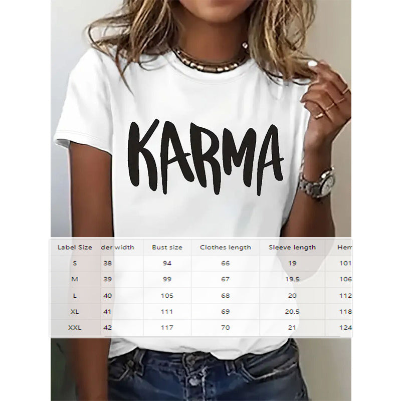 Short Sleeve Round Neck T-Shirt With 'KARMA' Print