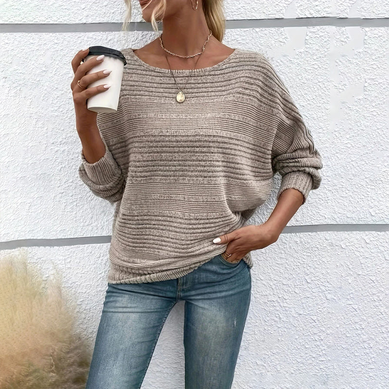 Women’s Textured Round-Neck Long-Sleeve Pullover