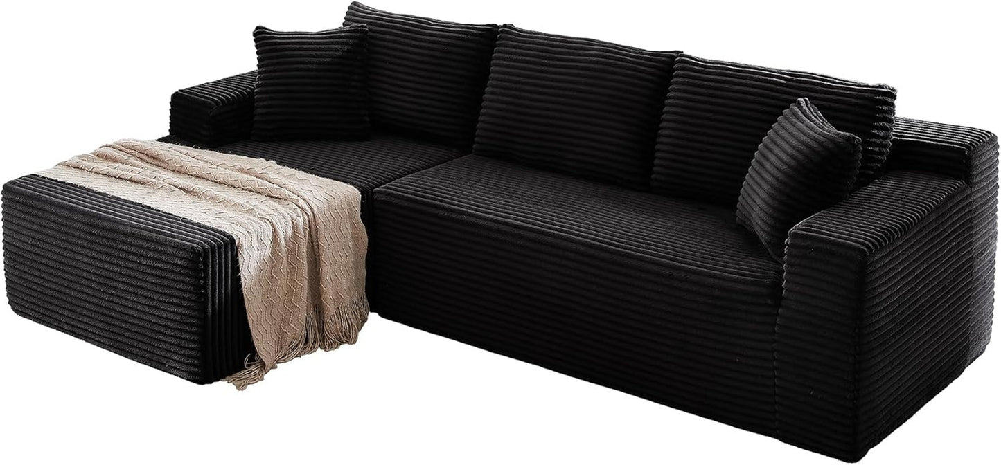 104 Inch L Shape Modular Sectional Couch with Chaise in a modern living room setup