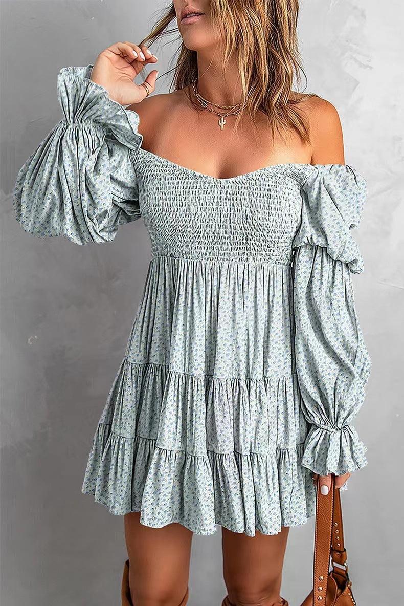 Flirty Puff Sleeve A-Line Dress | Spring & Summer Strapless Dress with tiered mid-length skirt and puff sleeves, perfect for sunny days