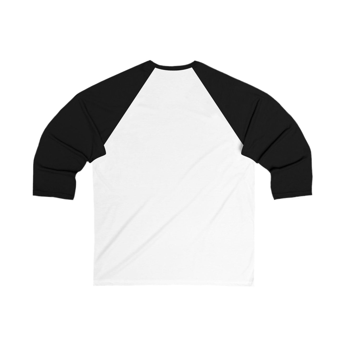 Back view of Whiskey Bent and Heaven Sent 3/4 Sleeve Baseball Tee in black and white color combination.