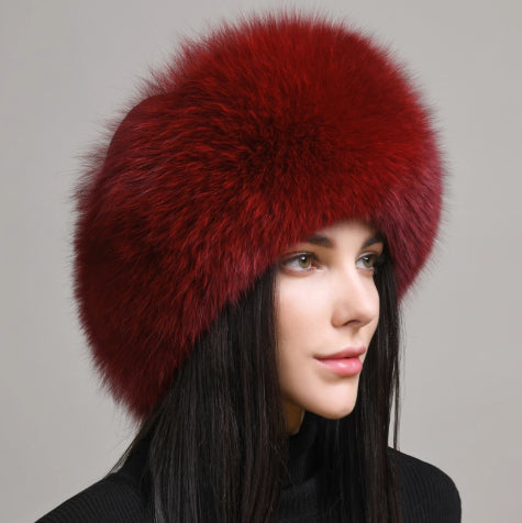 🧢 Women’s Winter Genuine Leather Ethnic Style Ear Protection Hat