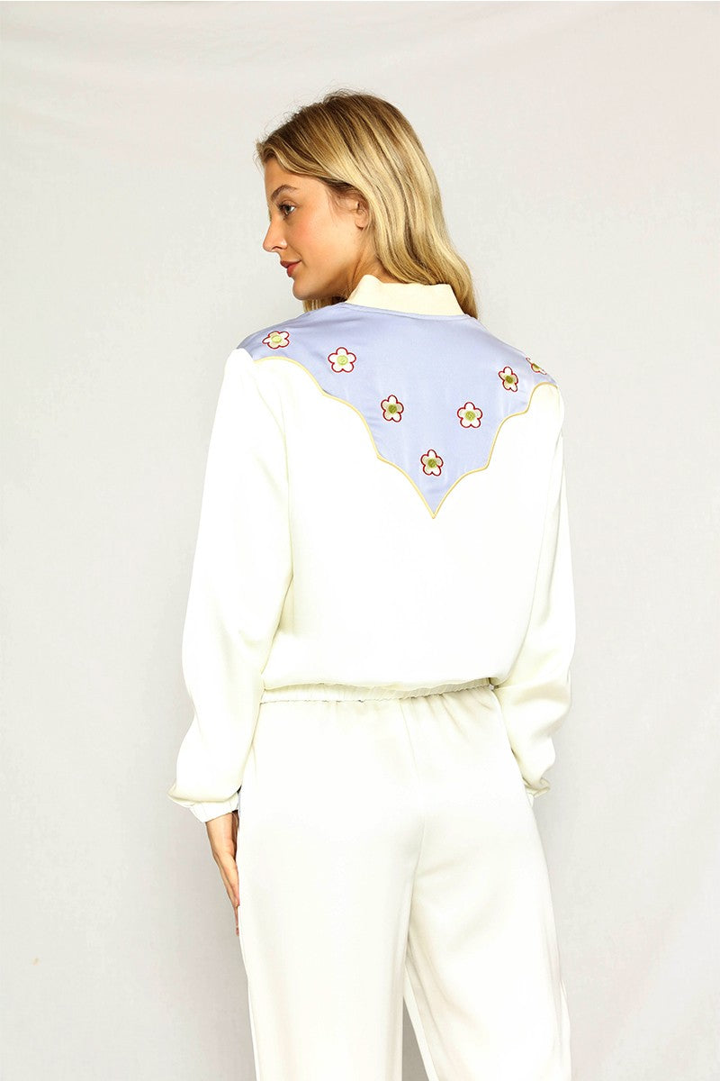 Western Satin Bomber Jacket