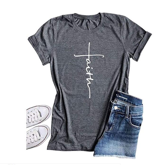 Faith Cross Country T-shirt - Religious and Stylish Shirt for Country Girls featuring a Christian cross and faith lettering