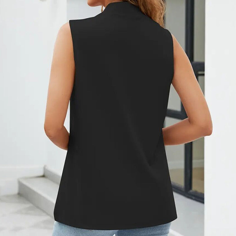 Women’s Sleeveless Stand-Collar Vest Cardigan