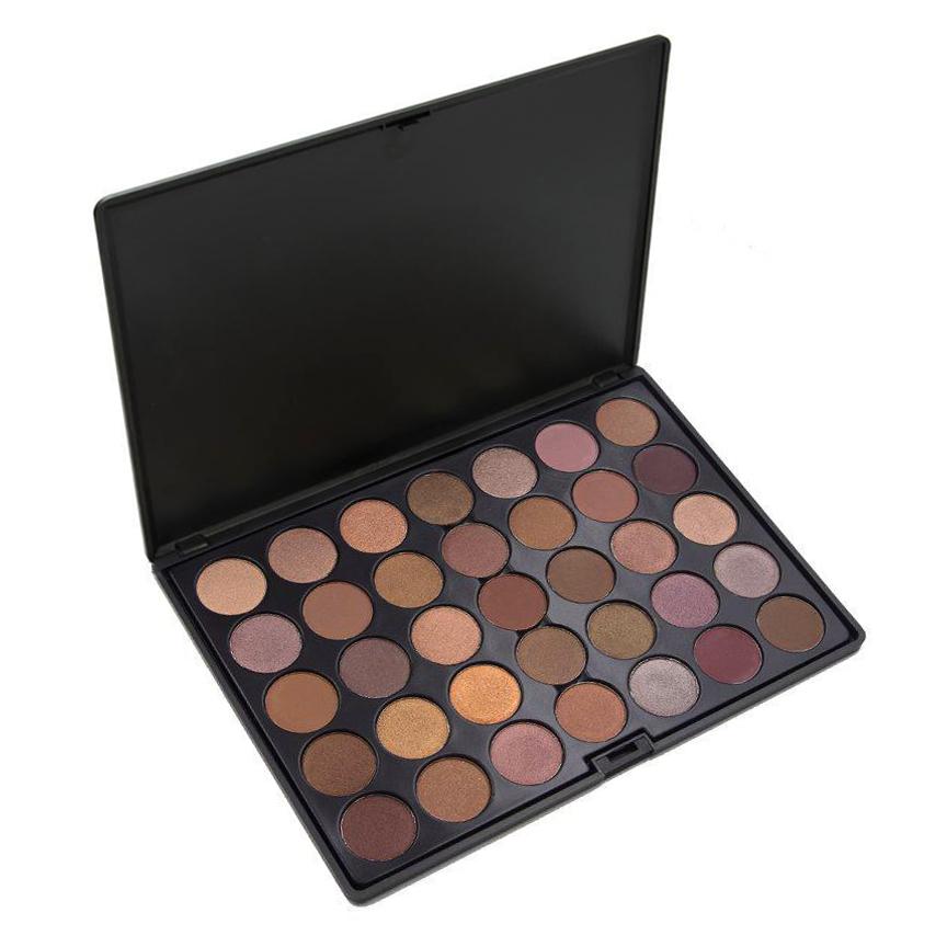 JAVA EYESHADOW PALETTE 35J with 35 warm brown, gold, and mauve shades in matte and shimmer finishes for versatile eye looks.