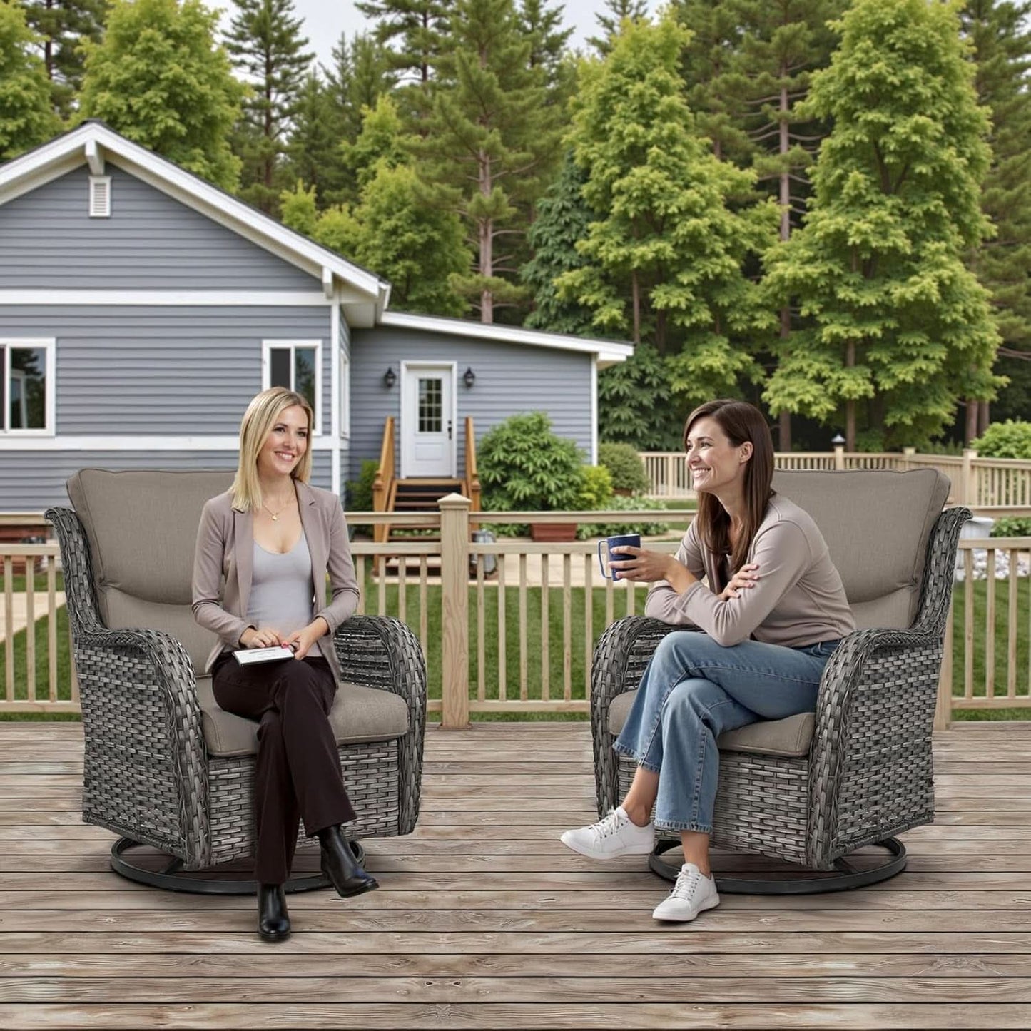 Comfortable Outdoor Swivel Rocker Patio Chairs Set