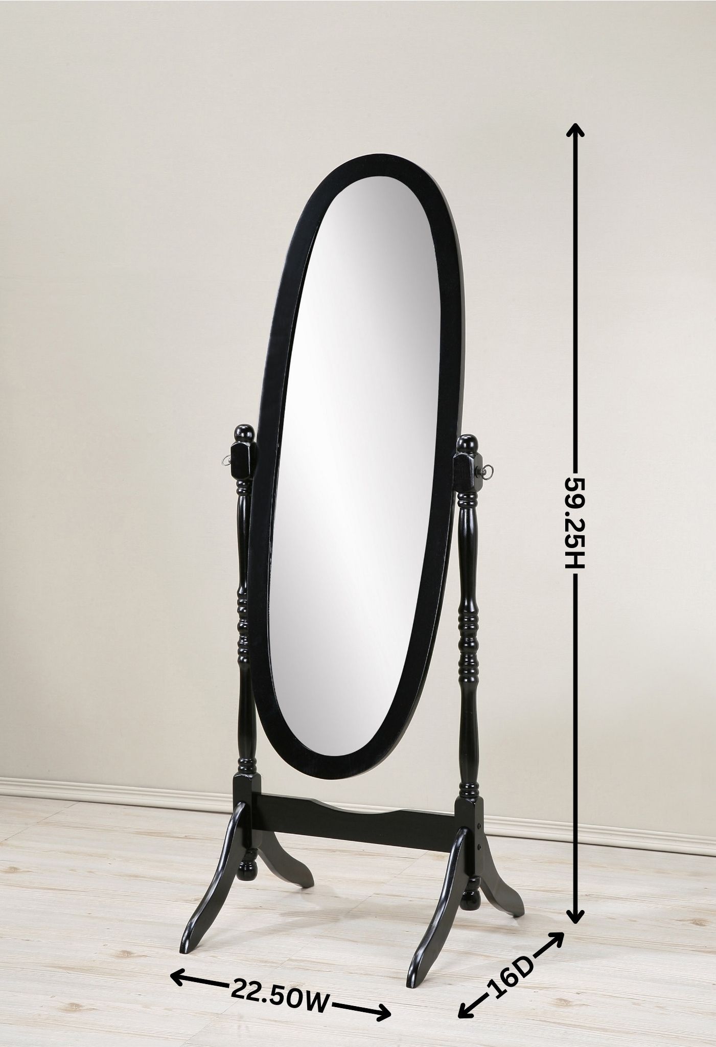 Traditional Queen Anna Style Wood Floor Cheval Mirror, Pink Finish