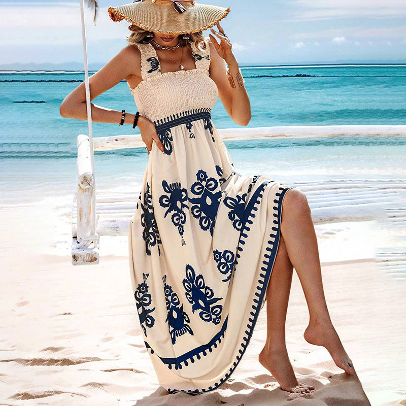 Women’s Wide-Strap Printed Maxi Dress