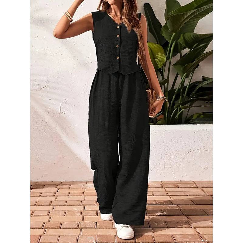 Women’s crop vest blazer wide leg pants set