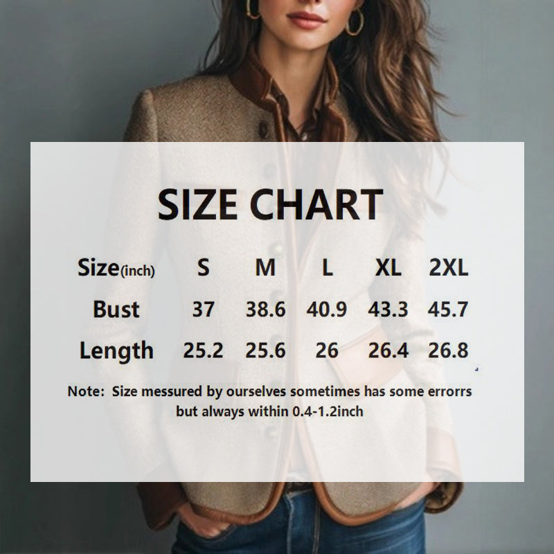 Size chart for Women's Retro Elegant Jacket with bust and length measurements for sizes S to 2XL.
