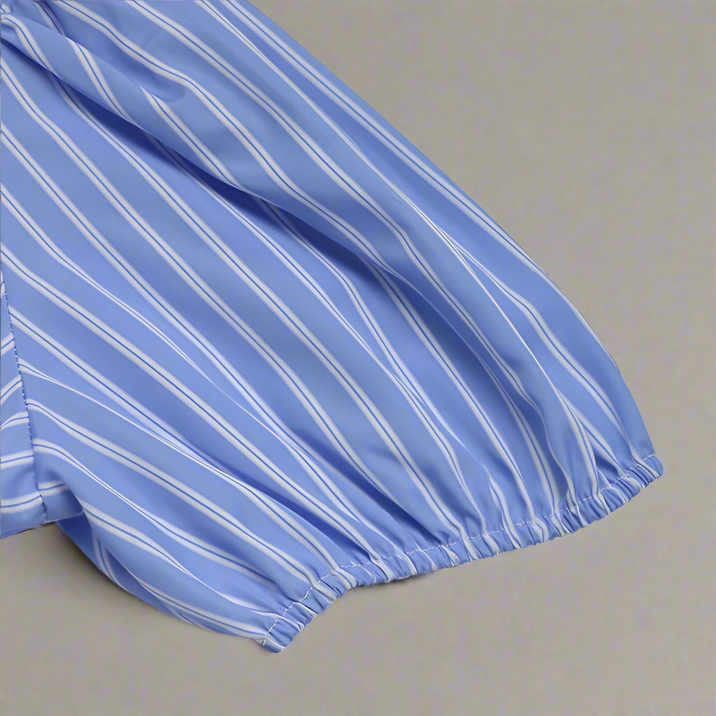 Women’s Striped Tie-Front Puff Sleeve Mini Dress