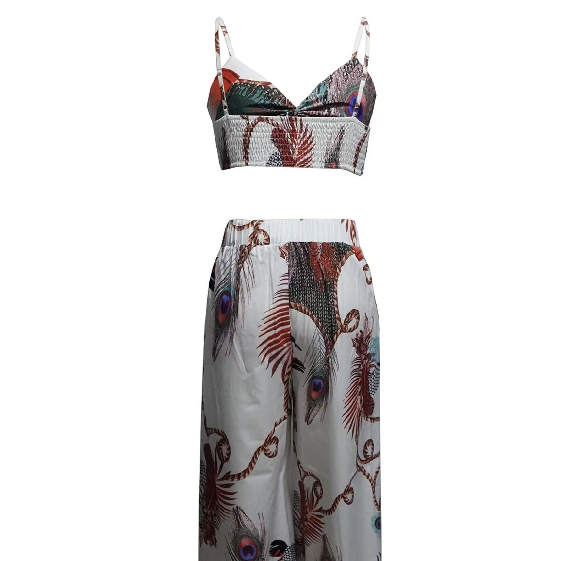 Women’s Feather Print Vacation Pants Set