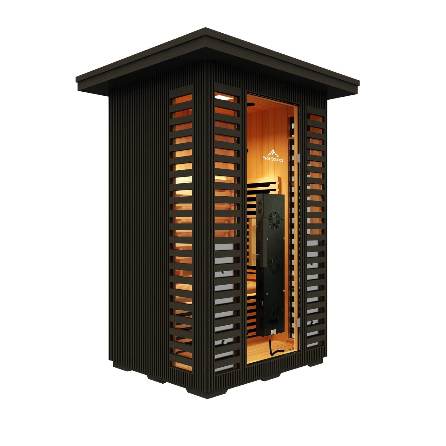 Peak Saunas Patagonia 2-Person Outdoor Full Spectrum Infrared Sauna with XL Medical-Grade Red Light Therapy and Smart WiFi App Control