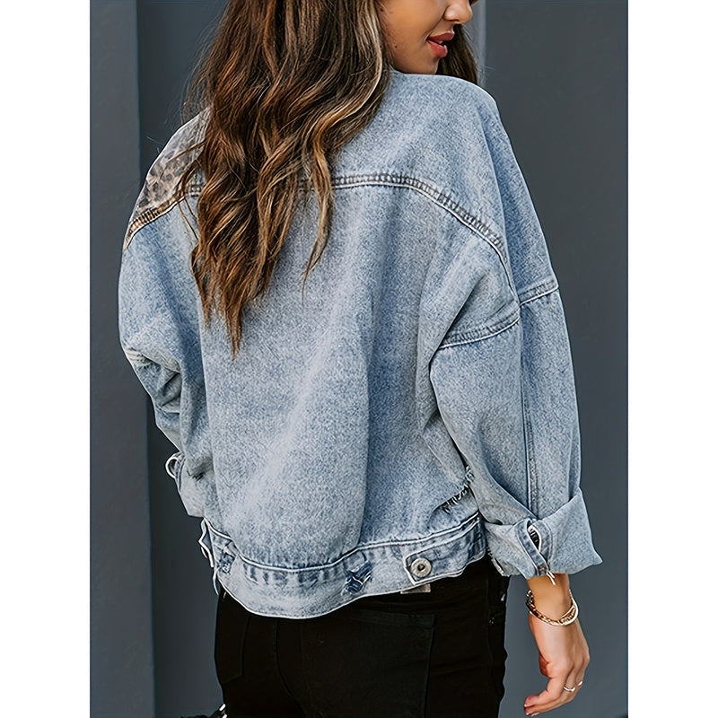 Women's Cropped Distressed Denim Jacket