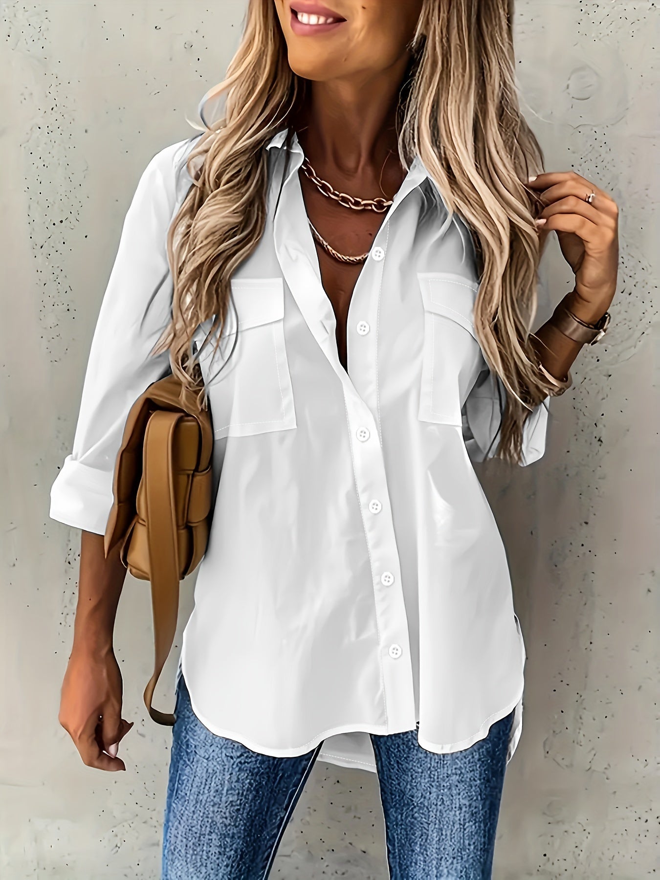 Women’s Casual Long Sleeve Shirt with Pocket