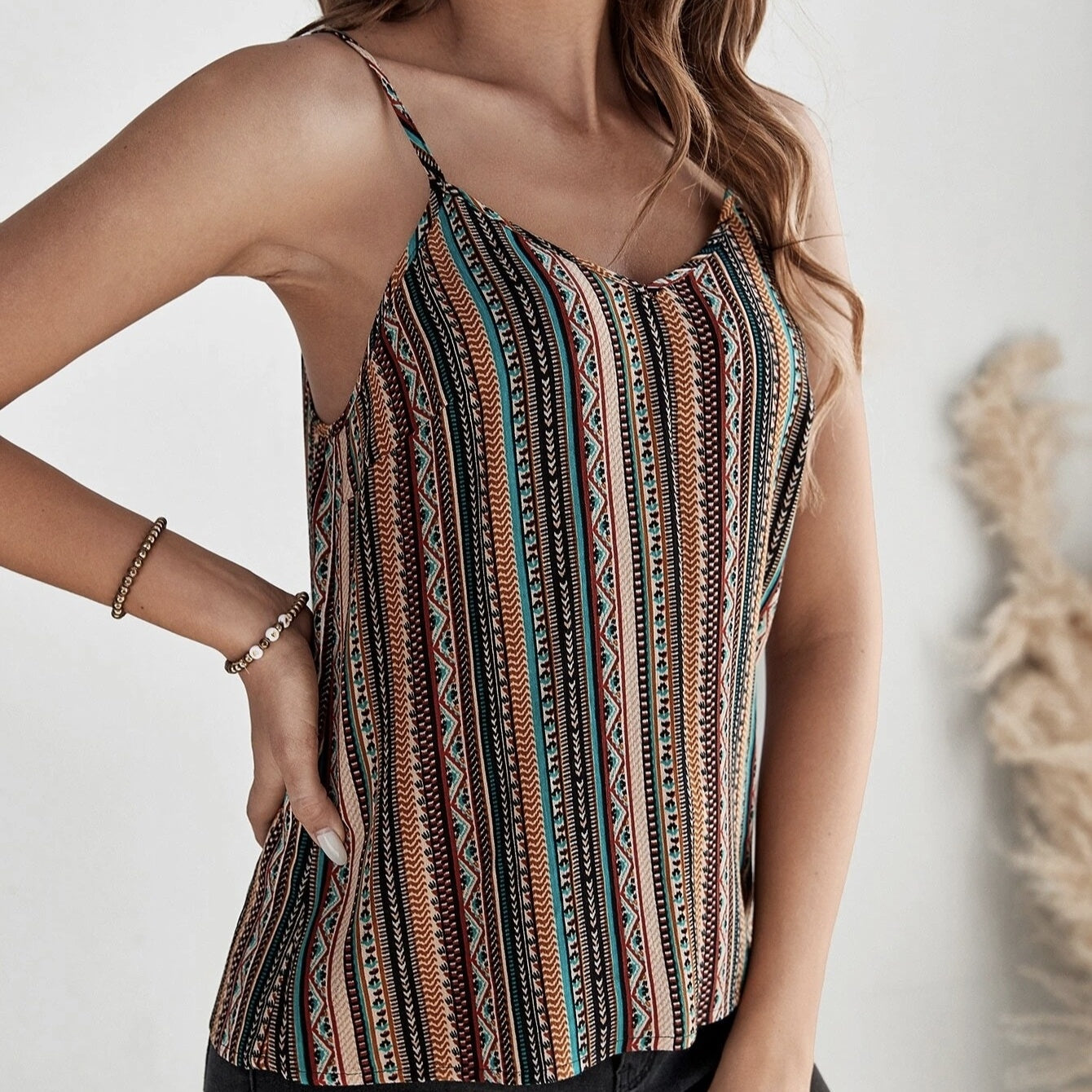 Women’s Geographical Print Retro Camisole Top