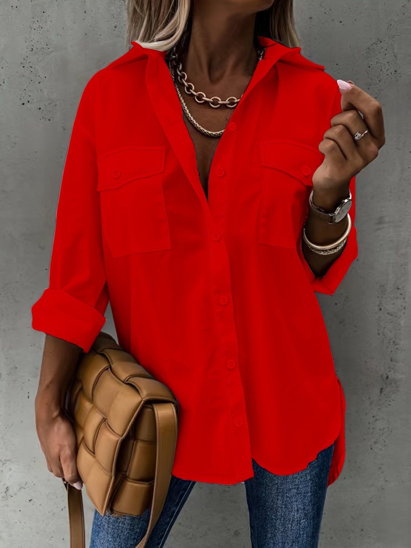 Women’s Casual Long Sleeve Shirt with Pocket