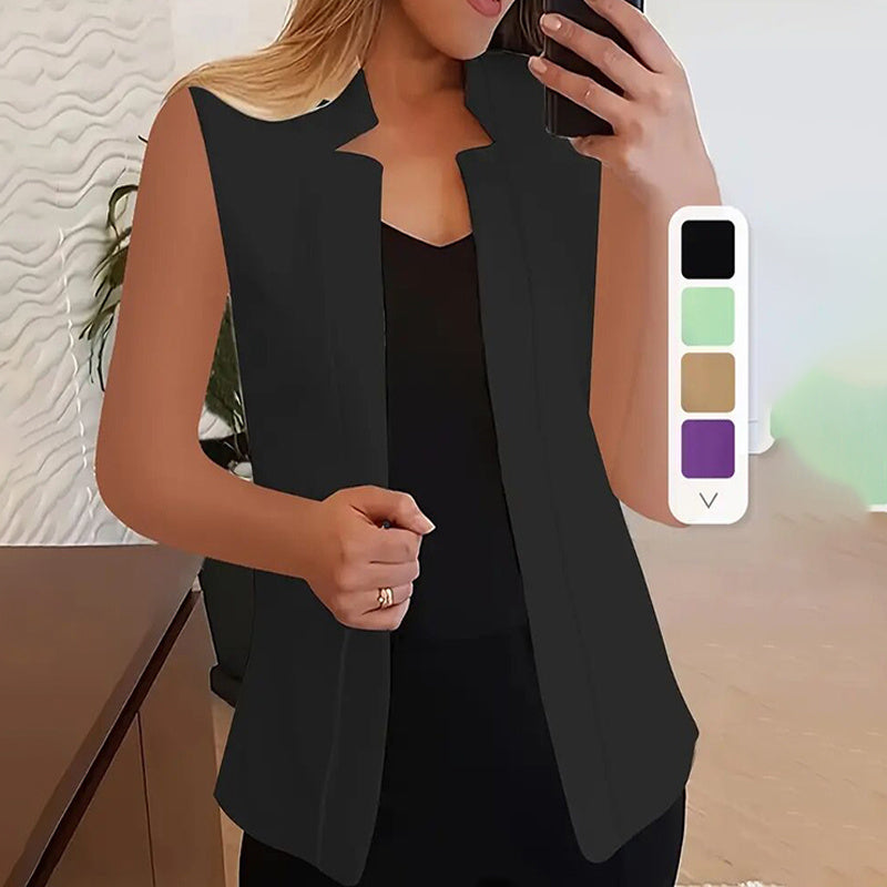 Women’s Sleeveless Stand-Collar Vest Cardigan