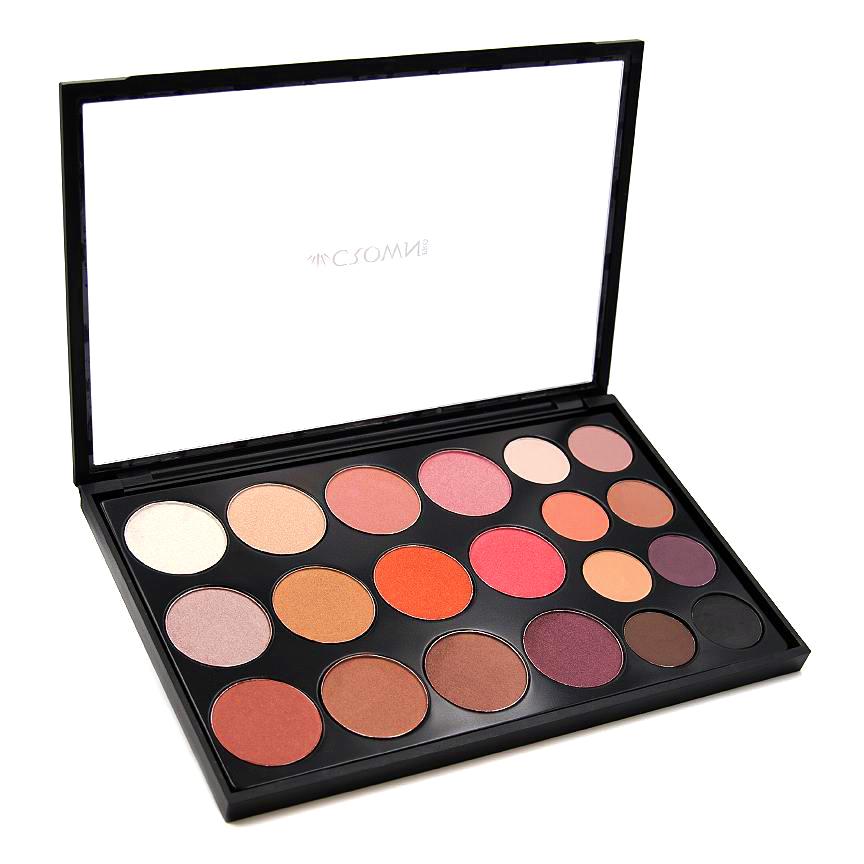 Open GOLDEN PEACH EYESHADOW PALETTE CP15 featuring 20 vibrant shades of golds, pinks, and complementing matte colors.