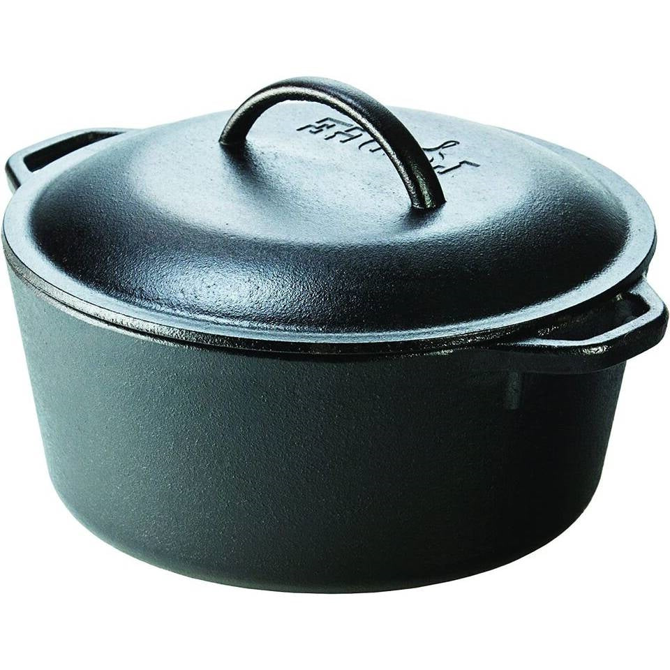 5-Piece Cast Iron Cookware Set with Dutch Oven Griddle and Skillets Made in USA featuring a durable cast iron Dutch oven.