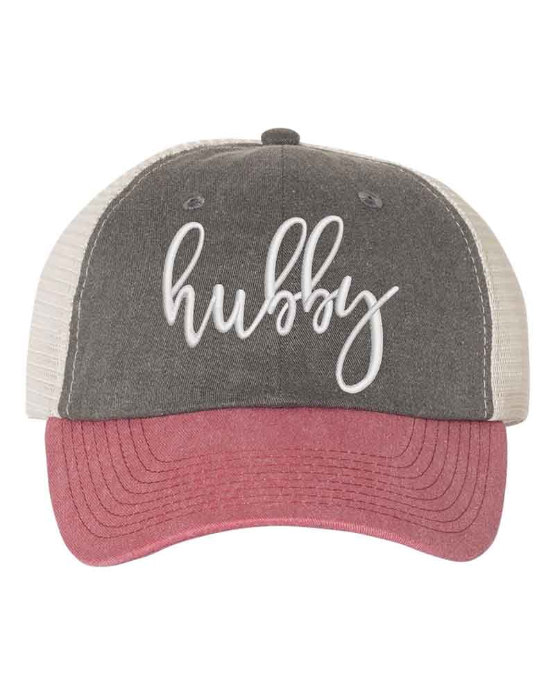 Embroidered Wifey/Hubby Pigment-Dyed Trucker Hat – Anniversary Gift Cap