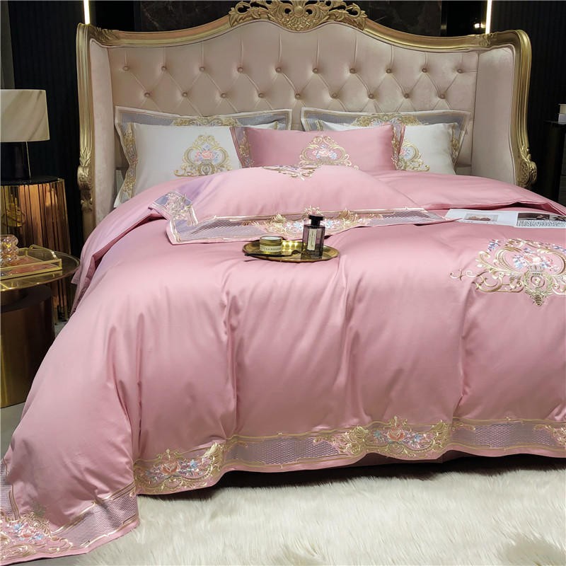 Luxurious bedroom with Louis Duvet Cover Set (Egyptian Cotton 1000TC) in royal pattern on elegant, plush bed setting.