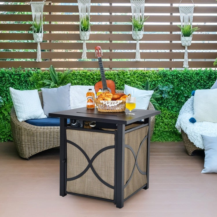 40,000 BTU Portable LP Gas Propane Fire Pit Table in outdoor patio setting