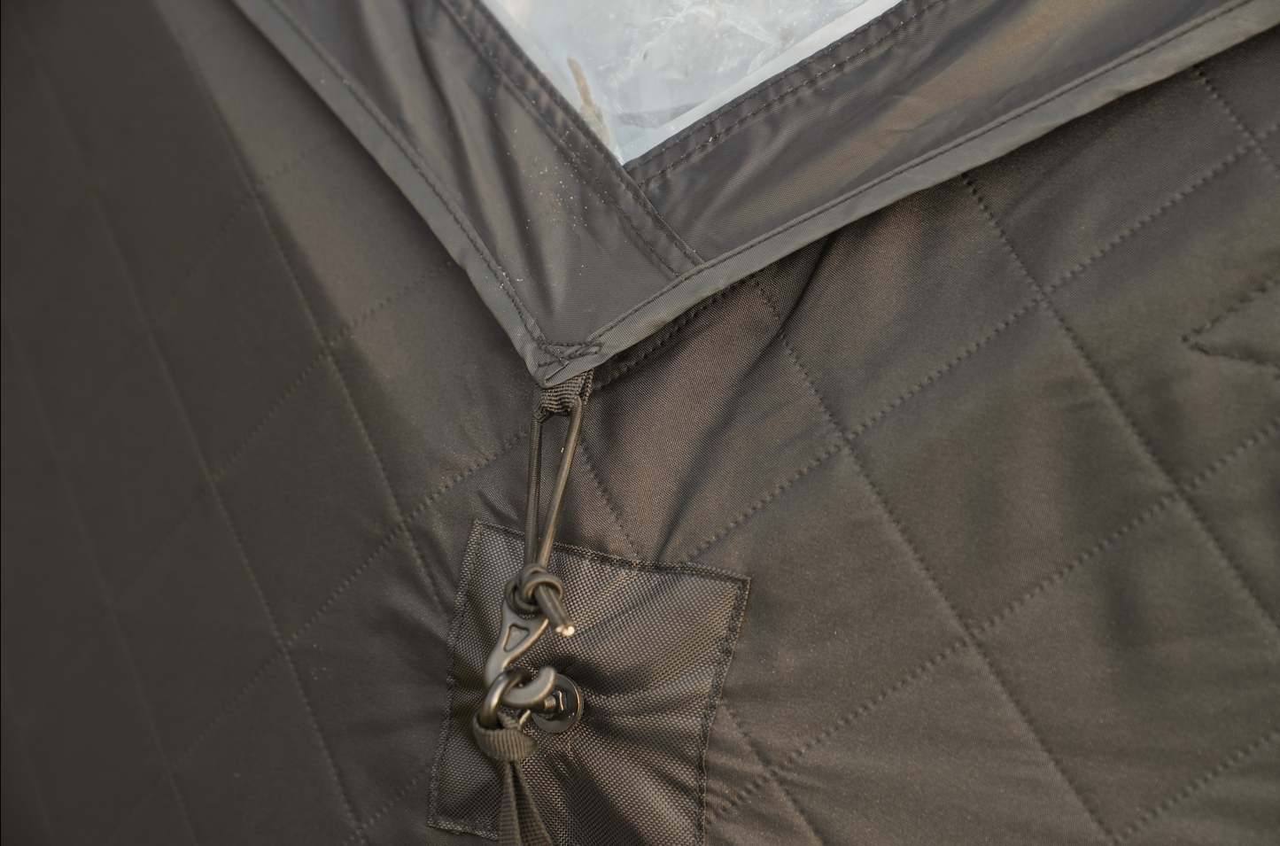 Close-up of Nova 4 Sauna Tent Pro Package (4-person) showing durable stitching and fastening details.