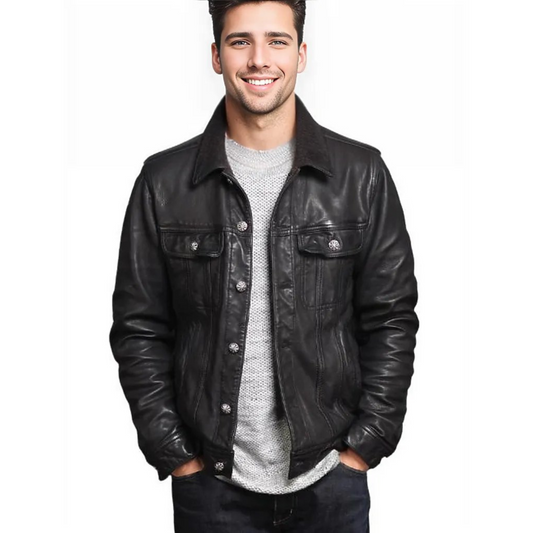 Brix Men's Leather Jacket Sheepskin Coat