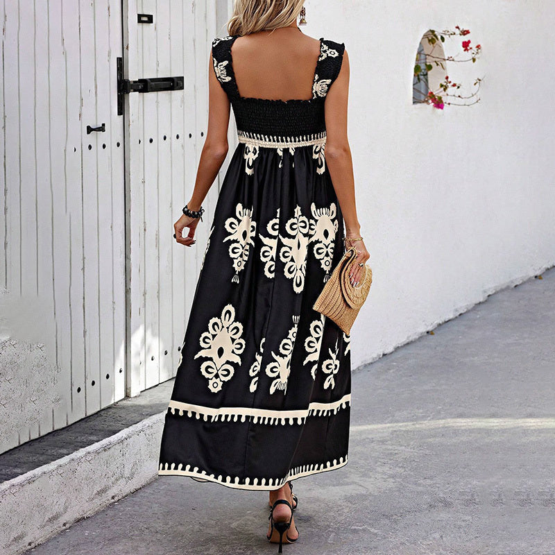 Women’s Wide-Strap Printed Maxi Dress