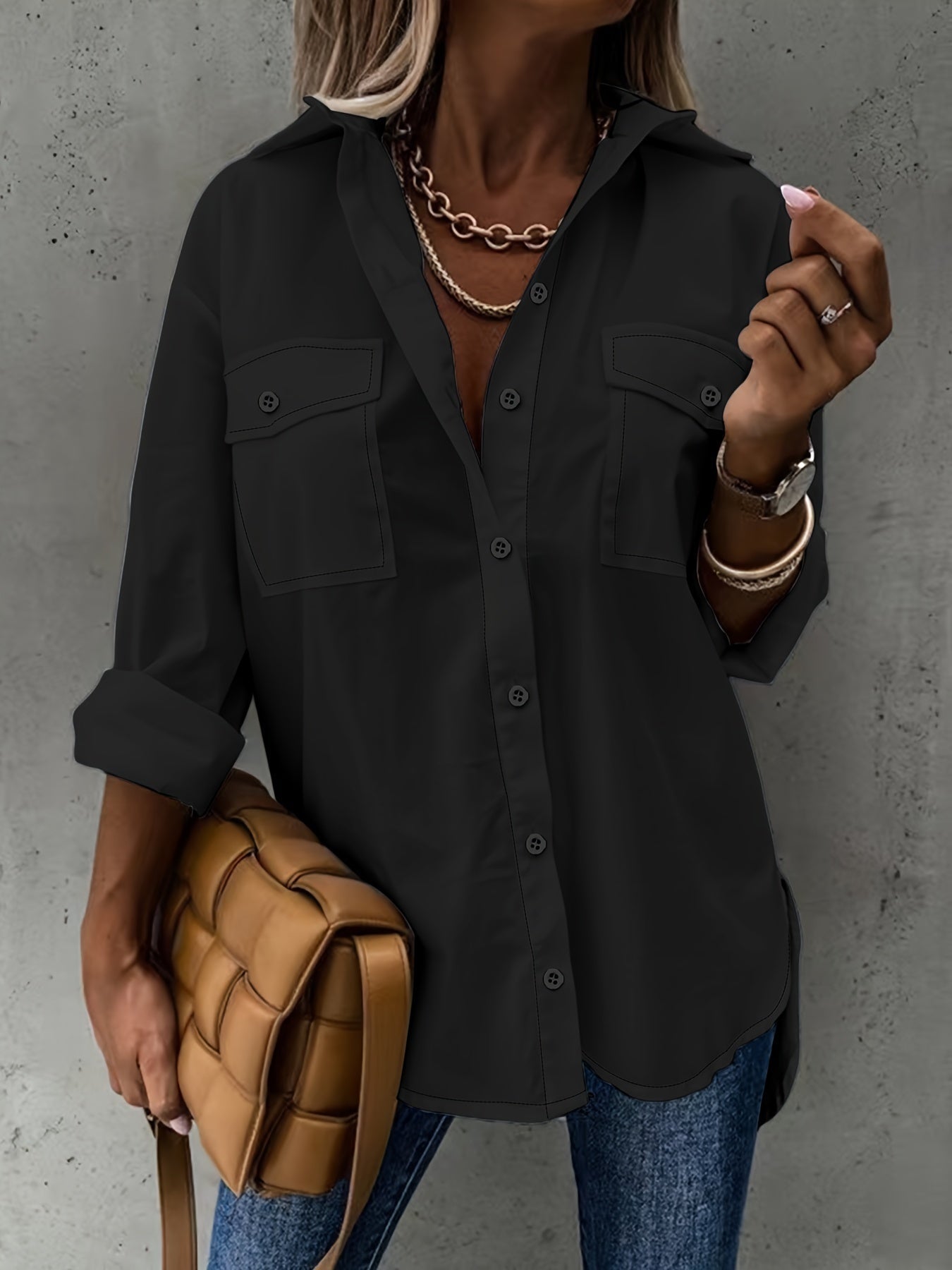 Women’s Casual Long Sleeve Shirt with Pocket