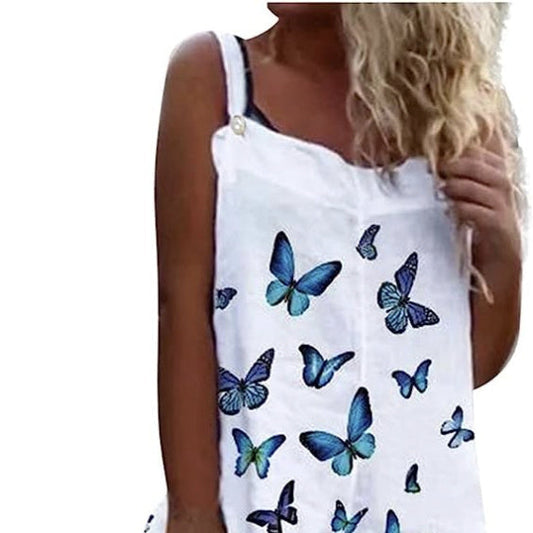 Women’s Butterfly Print Overalls