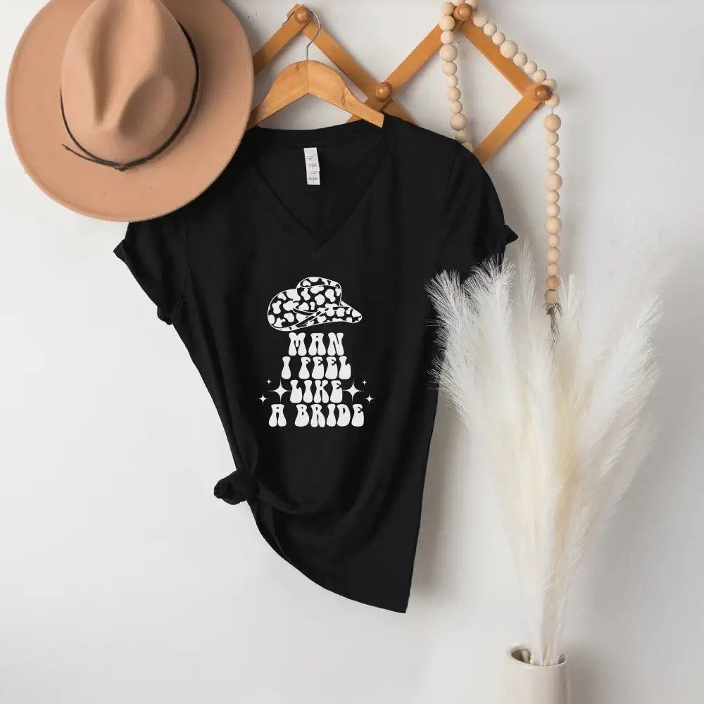 ๐พ Man I Feel Like a Bride Bachelorette Party Matching V-Neck T-Shirts ๐