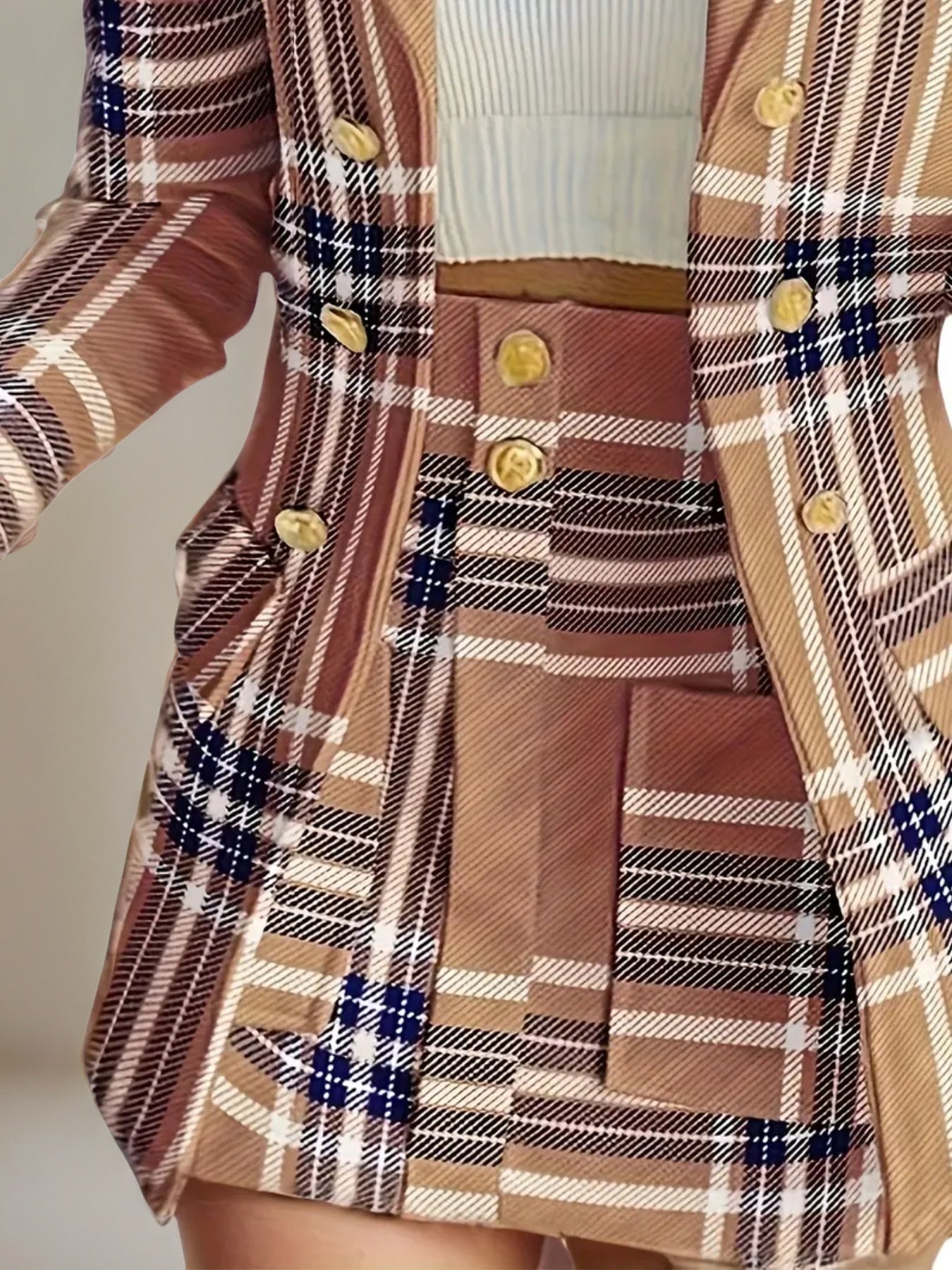 Women’s Elegant Plaid Skirt Suit Set