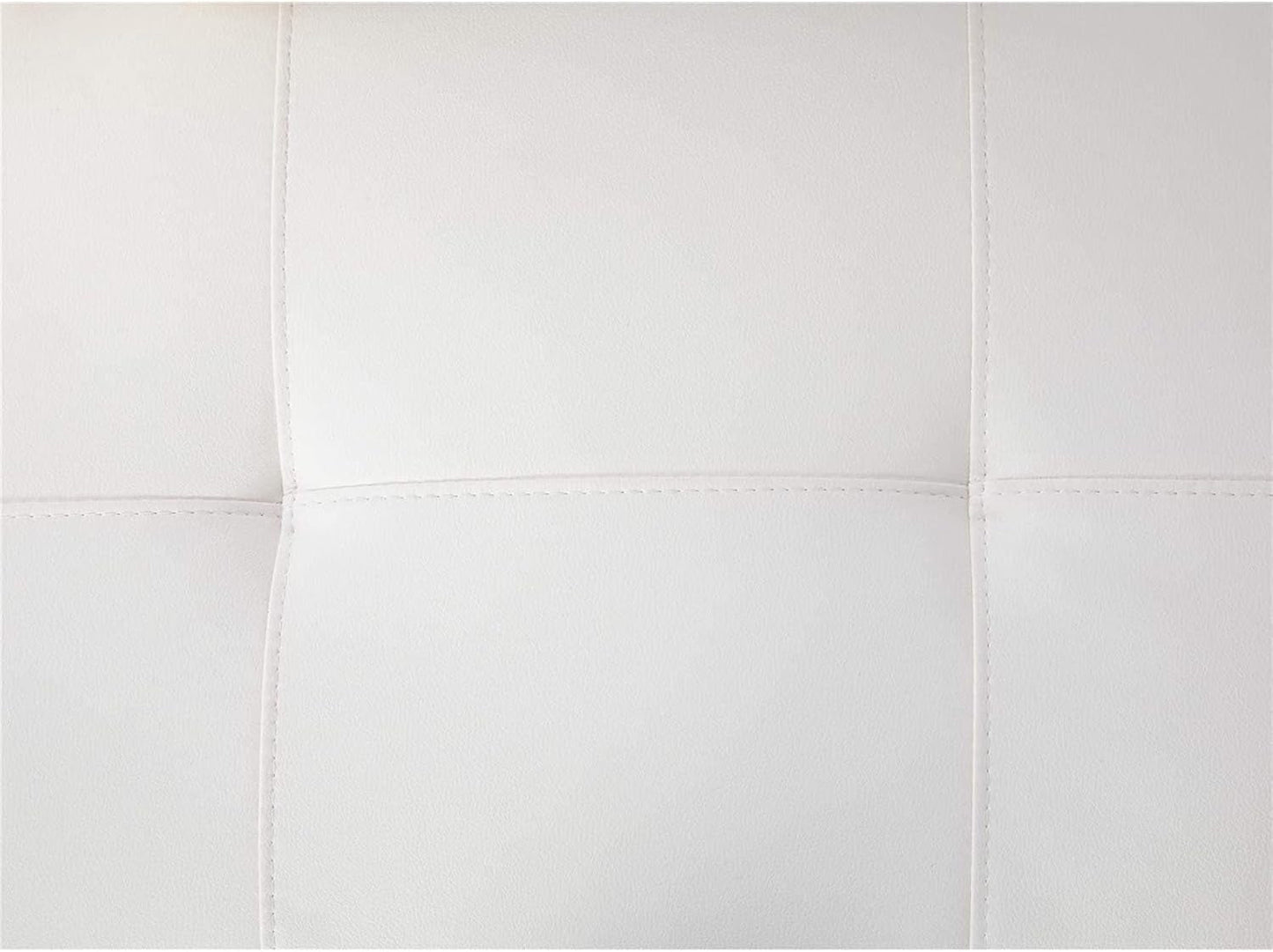 Close-up of the white faux leather material on a Sectional Sofa Faux Leather White L Shaped Couch Set, highlighting the texture and stitching.