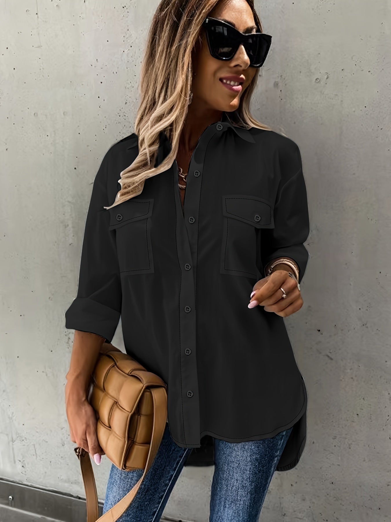 Women’s Casual Long Sleeve Shirt with Pocket