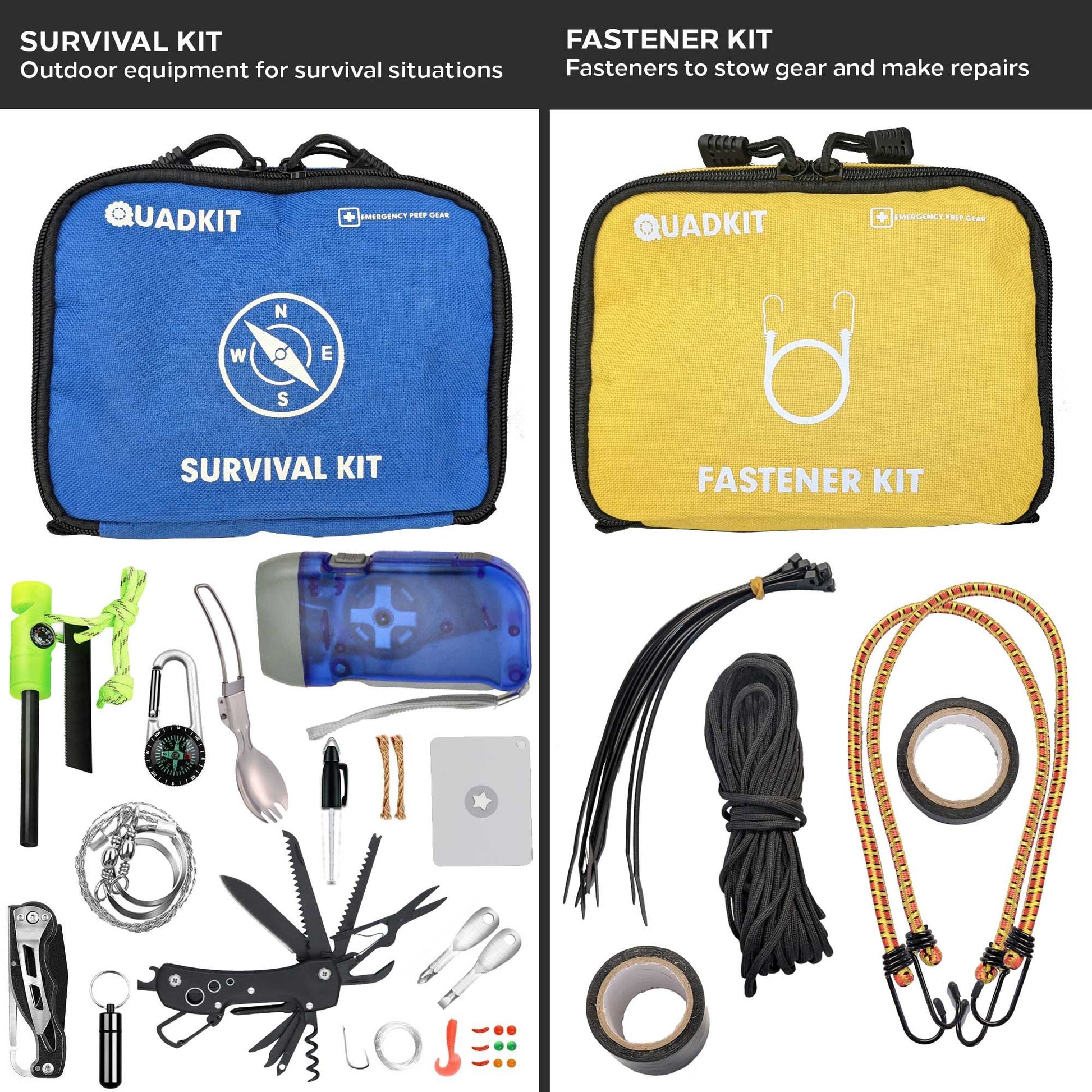 ATV Emergency Kit Off-Road - QuadKit Survival and Fastener Kits with tools and gear for outdoor safety and repair.