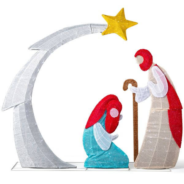 VINGLI Lighted 2D Nativity Scene with 170 LED lights for outdoor Christmas decor