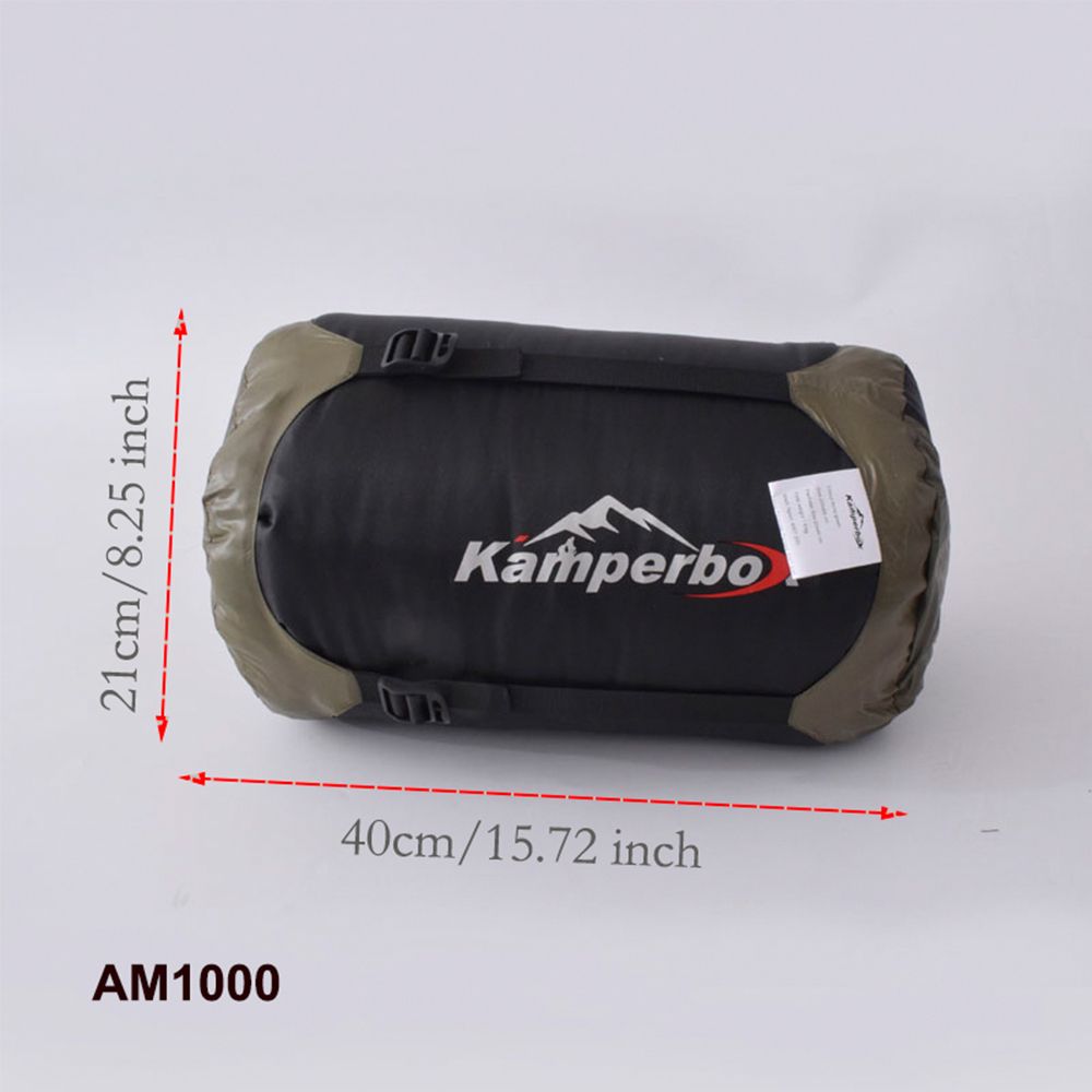 Kamperbox outdoor sleeping bag packed, lightweight, waterproof, windproof, ideal for winter camping, compact 40cm size.