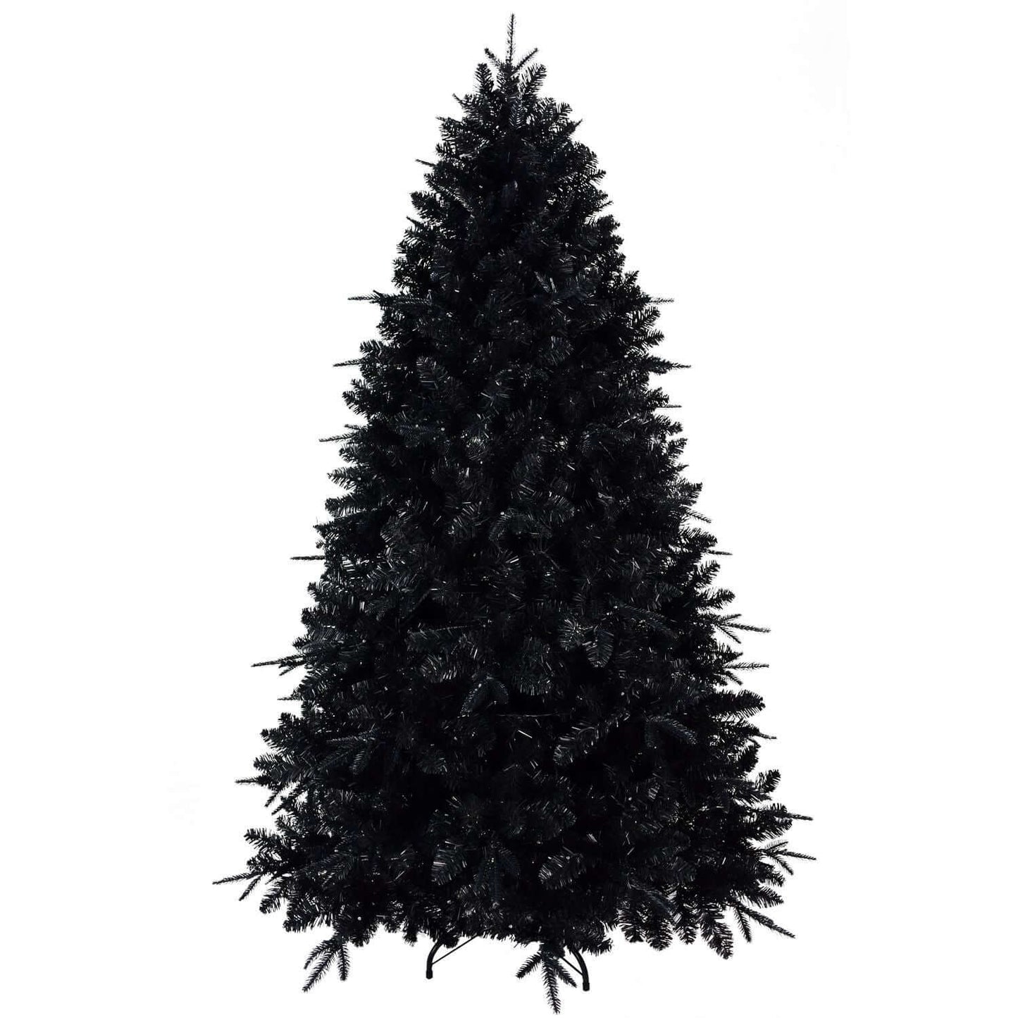Black Christmas Tree with White LED Lights, 5ft holiday decor for modern winter displays and Halloween themes