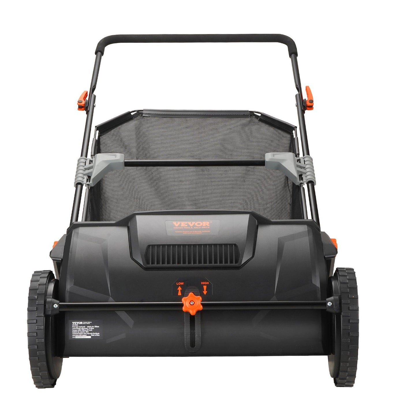VEVOR 21-inch Push Lawn Sweeper with Large Mesh Hopper, Durable Steel, Thick Brushes, for Efficient Leaf and Grass Collection on Any Terrain