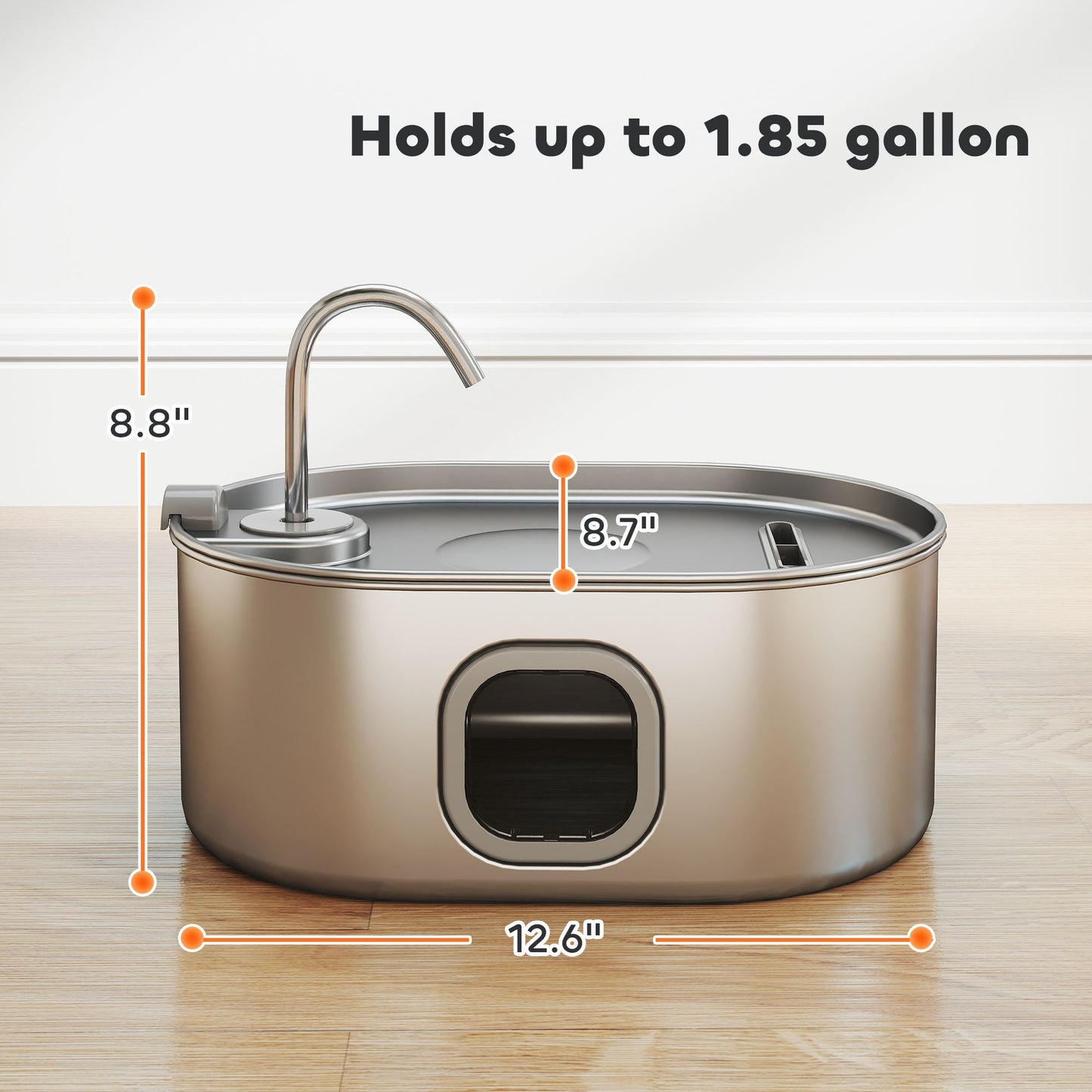 PawHut 7L stainless steel cat water fountain with filters, holds up to 1.85 gallons, ultra-quiet pump, for cats and dogs.