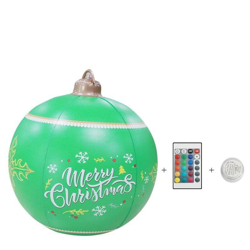 Inflatable Christmas Ball - 24 Inch with 16 RGB Colors and Remote Control, perfect for yard and pool holiday decorations.