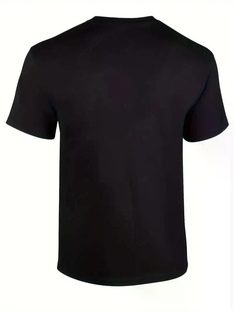 Black heavyweight cotton T-shirt with durable letter print, ideal for fitness enthusiasts, featuring double-needle stitching and round neck.