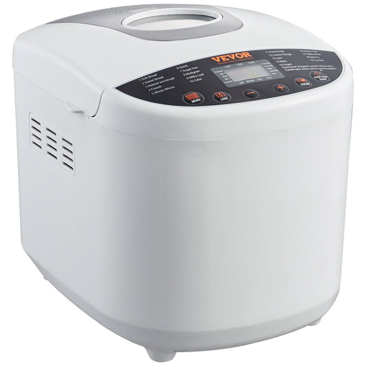 VEVOR Bread Maker with 19 programs, digital display, and nonstick ceramic pan for whole wheat and gluten-free baking.