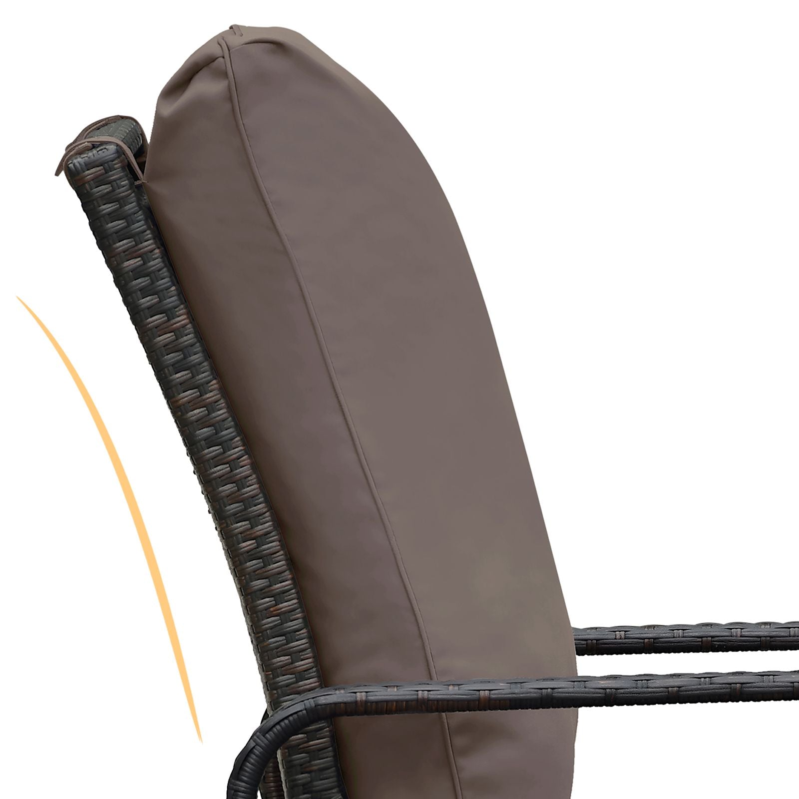 Close-up of Adjustable Wicker Recliner Chair showing backrest angle adjustment for outdoor lounging.